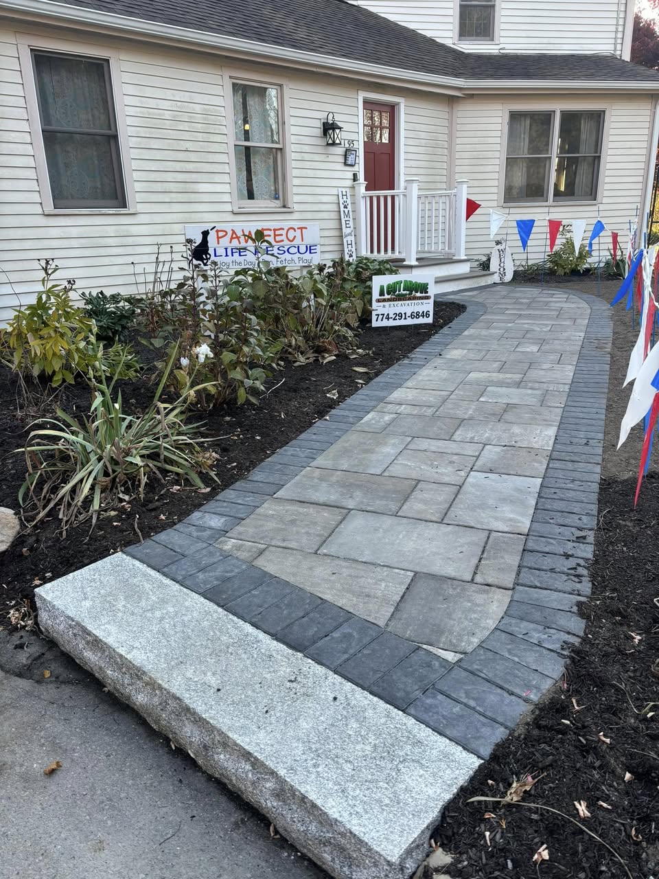 New paver walkway at Pawfect Life Rescue